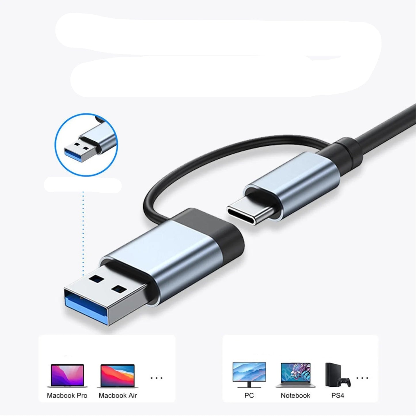 USB C Hub USB Hub 3.0, Aluminum 7 in 1 USB Extender, USB Splitter with USB 3.0, 4 X USB 2.0 and 2 USB C Ports USB Distributor - Checkouts UK