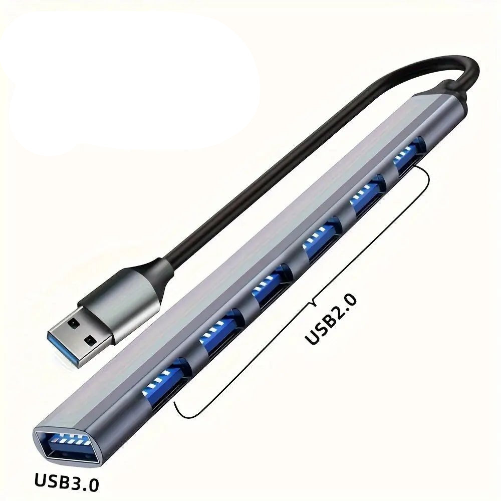 USB C Hub USB Hub 3.0, Aluminum 7 in 1 USB Extender, USB Splitter with USB 3.0, 4 X USB 2.0 and 2 USB C Ports USB Distributor - Checkouts UK