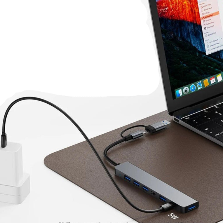 USB C Hub USB Hub 3.0, Aluminum 7 in 1 USB Extender, USB Splitter with USB 3.0, 4 X USB 2.0 and 2 USB C Ports USB Distributor - Checkouts UK
