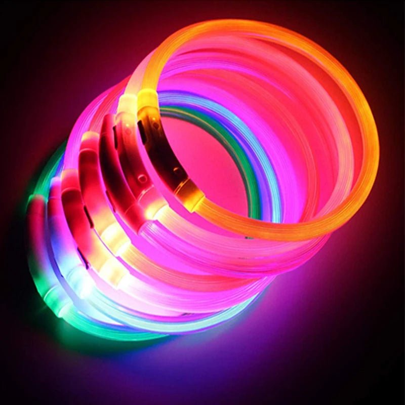 USB Rechargeable Luminous Collar Adjustable Led Glowing Dog Collar for Large Small Dogs Cat Night Light Collar Pet Safety Harnes - Checkouts UK