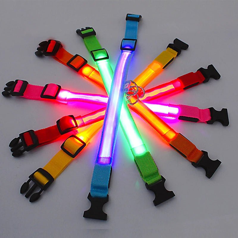 USB Rechargeable Luminous Collar Adjustable Led Glowing Dog Collar for Large Small Dogs Cat Night Light Collar Pet Safety Harnes - Checkouts UK
