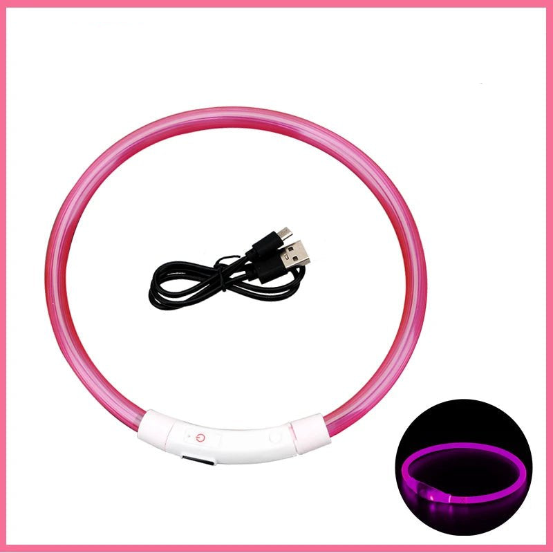 USB Rechargeable Luminous Collar Adjustable Led Glowing Dog Collar for Large Small Dogs Cat Night Light Collar Pet Safety Harnes - Checkouts UK