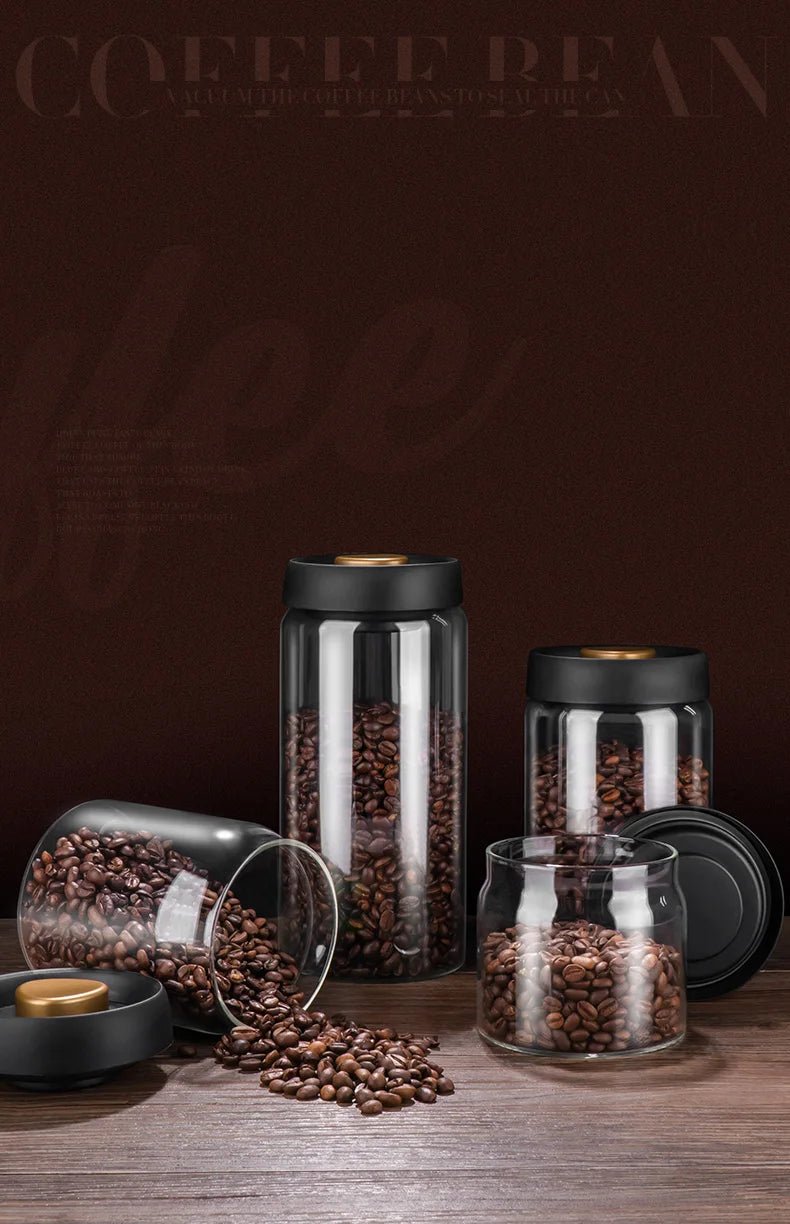 Vacuum Sealed Jug Coffee Beans Glass Airtight Canister Food Grains Candy Keep Fresh Storage Jar Kitchen Accessories - Checkouts UK