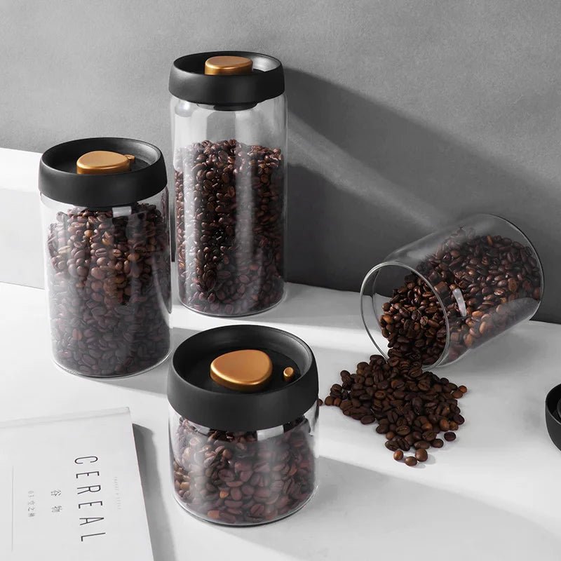 Vacuum Sealed Jug Coffee Beans Glass Airtight Canister Food Grains Candy Keep Fresh Storage Jar Kitchen Accessories - Checkouts UK