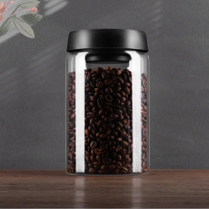 Vacuum Sealed Jug Coffee Beans Glass Airtight Canister Food Grains Candy Keep Fresh Storage Jar Kitchen Accessories - Checkouts UK