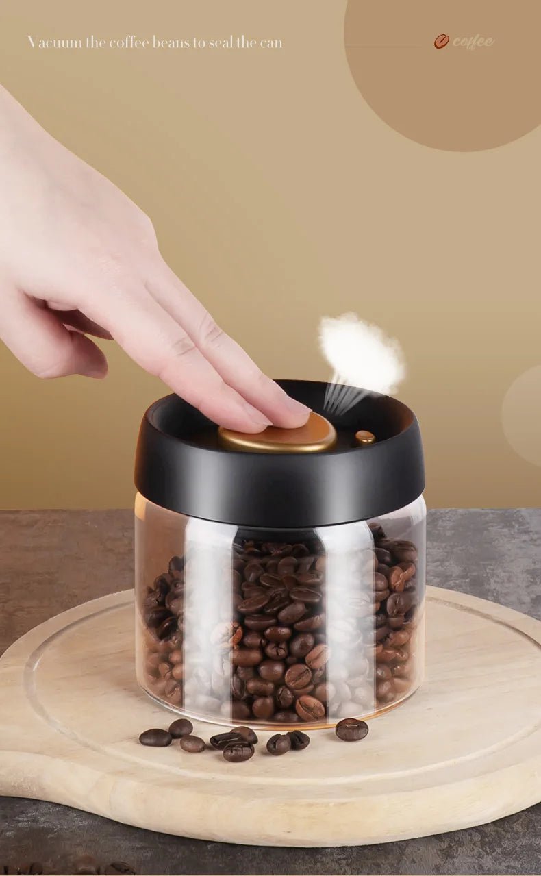 Vacuum Sealed Jug Coffee Beans Glass Airtight Canister Food Grains Candy Keep Fresh Storage Jar Kitchen Accessories - Checkouts UK