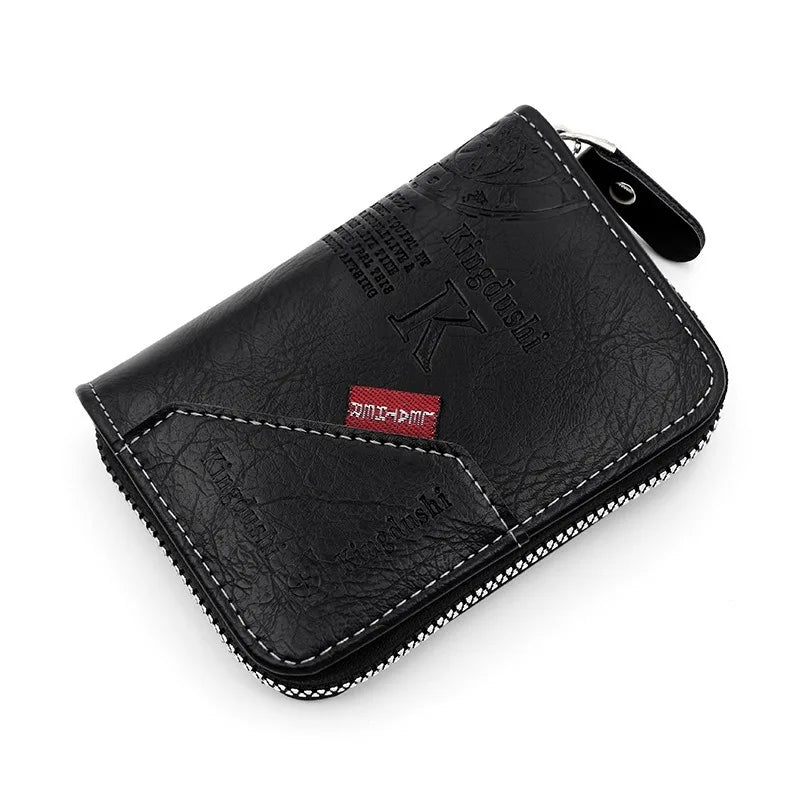 Vintage Style Compact PU Leather Wallet - Multiple Card Slots, Portable Credit Card Holder - Checkouts UK