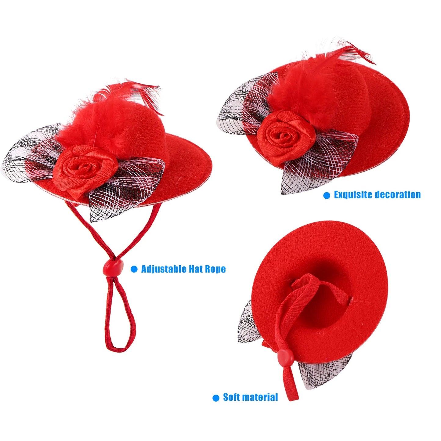 Wholesale Bulk 1 Pc Pet Hen Decorative Hat Velvet Large Silk Flower Topper Hamster Lizard Hat Adjustable Parrot Topper Pet Fashion Clothing - Furbury