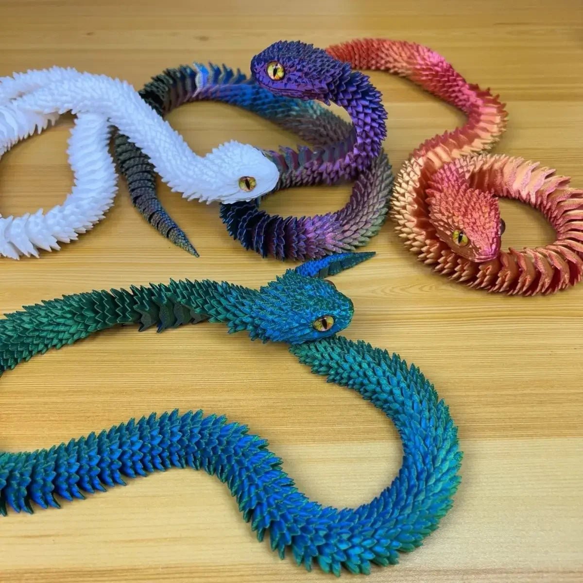 Wholesale Bulk 3D Printed Snake Rotatable Joints Snake Figurines Home Office Desktop Crafts Ornament Creative Home Garden Landscape DIY Animal - Furbury