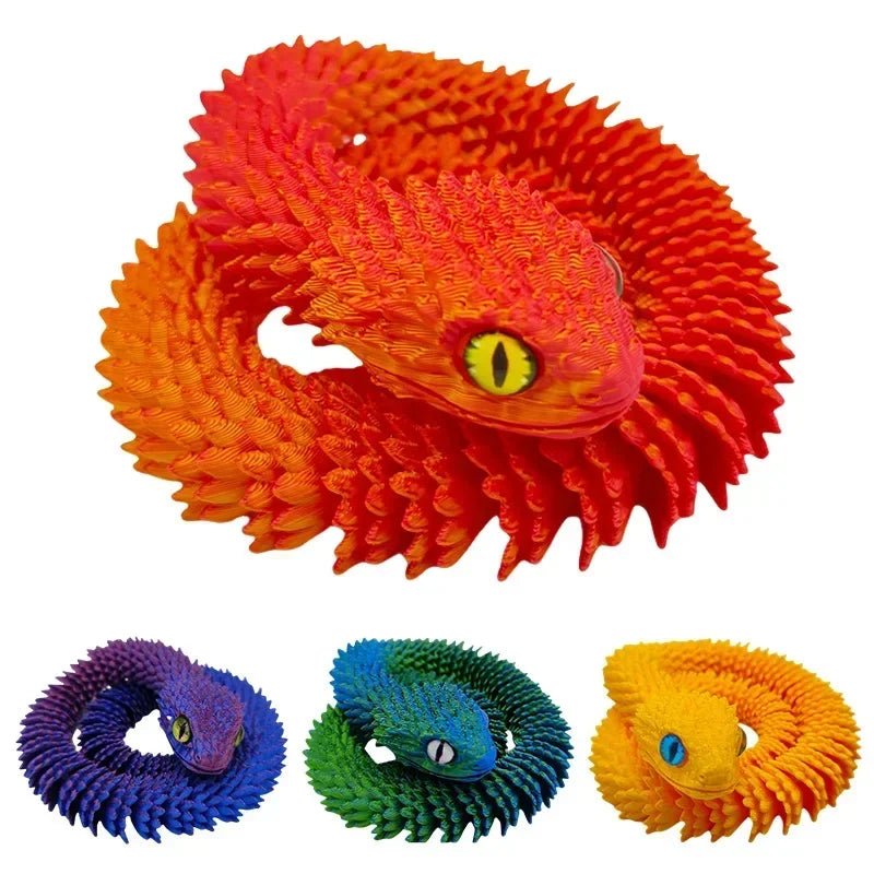 Wholesale Bulk 3D Printed Snake Rotatable Joints Snake Figurines Home Office Desktop Crafts Ornament Creative Home Garden Landscape DIY Animal - Furbury