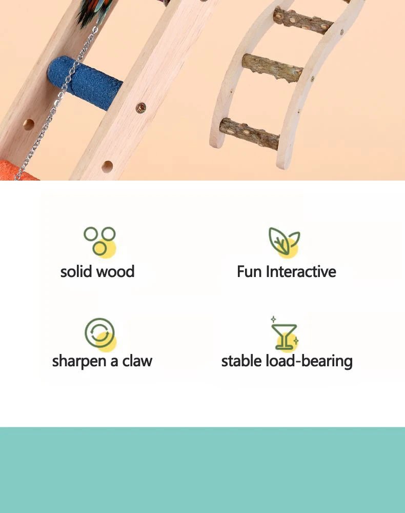 Wholesale Bulk 4/6/8 Step Bird Climbing Ladder Parrot Toy Ladder Bird Interaction Fun Climbing Toys Wooden Exercise Rack - Furbury
