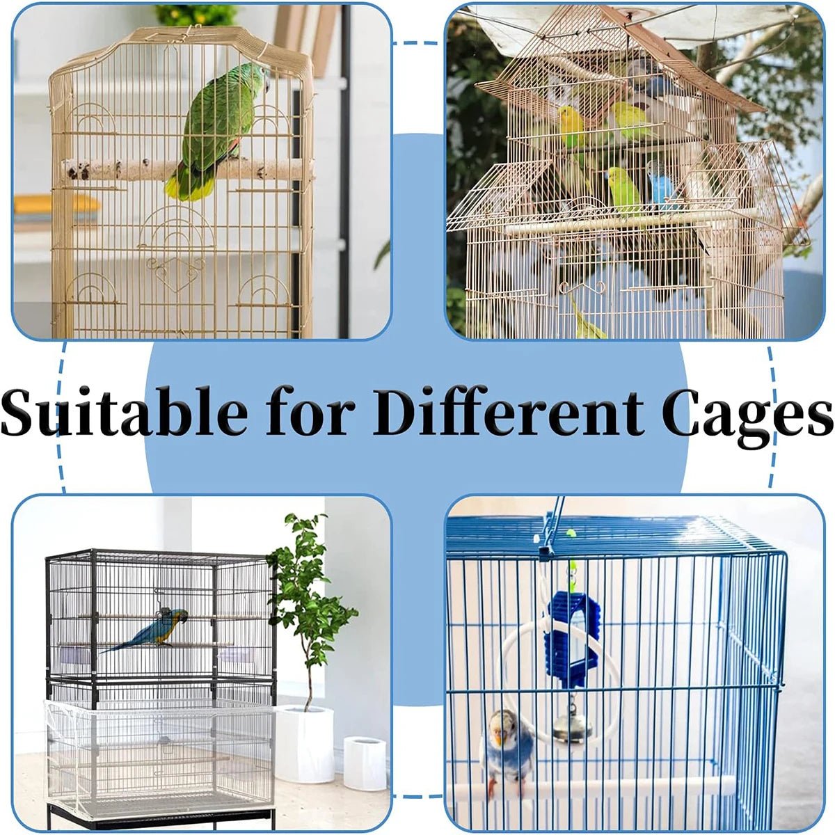 Wholesale Bulk Adjustable Bird Cage Net Cover Birdcage Seed Feather Catcher Soft Skirt Guard Birdcage Nylon Mesh Netting for Round Square Cages - Furbury