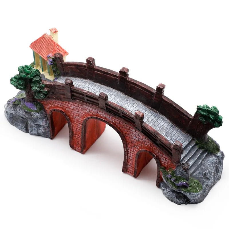 Wholesale Bulk Aquarium Fish Tank Vintage Decorative Bridge Landscape Ornaments Pavilion Tree Plants Resin Design Pet Supplies Home Decorations - Furbury