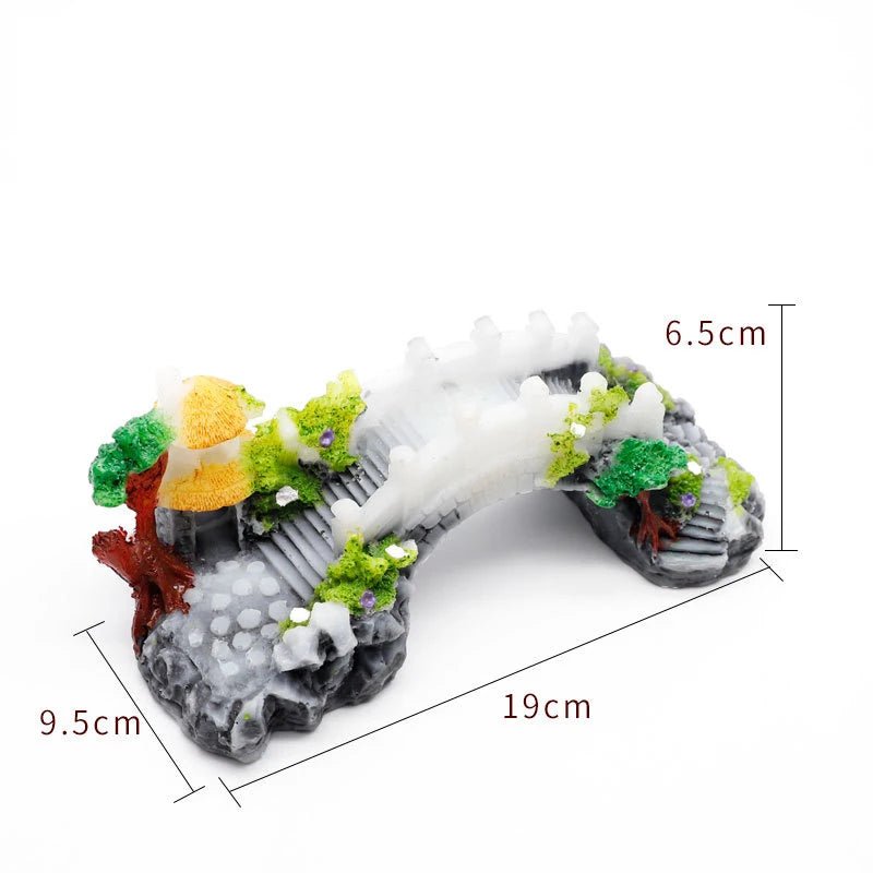 Wholesale Bulk Aquarium Fish Tank Vintage Decorative Bridge Landscape Ornaments Pavilion Tree Plants Resin Design Pet Supplies Home Decorations - Furbury