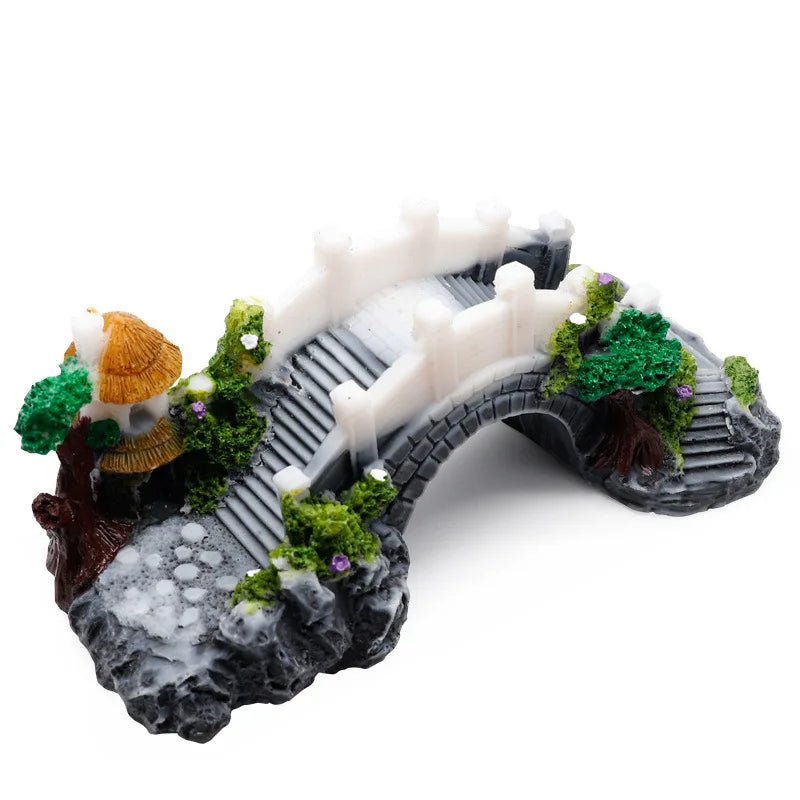 Wholesale Bulk Aquarium Fish Tank Vintage Decorative Bridge Landscape Ornaments Pavilion Tree Plants Resin Design Pet Supplies Home Decorations - Furbury