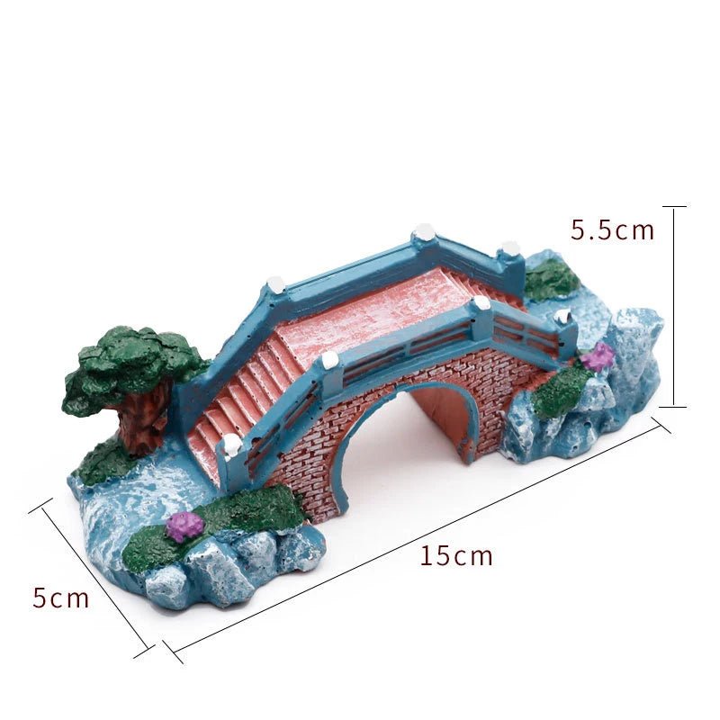 Wholesale Bulk Aquarium Fish Tank Vintage Decorative Bridge Landscape Ornaments Pavilion Tree Plants Resin Design Pet Supplies Home Decorations - Furbury