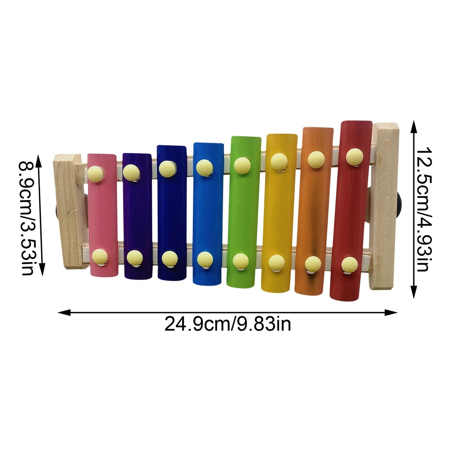 Wholesale Bulk Bird Chicken Xylophone Toy Wooden Suspensible Bird Cage Accessories Musical Toy with 8 Keys for Chicken Bird Parrot Macaw Hens - Furbury