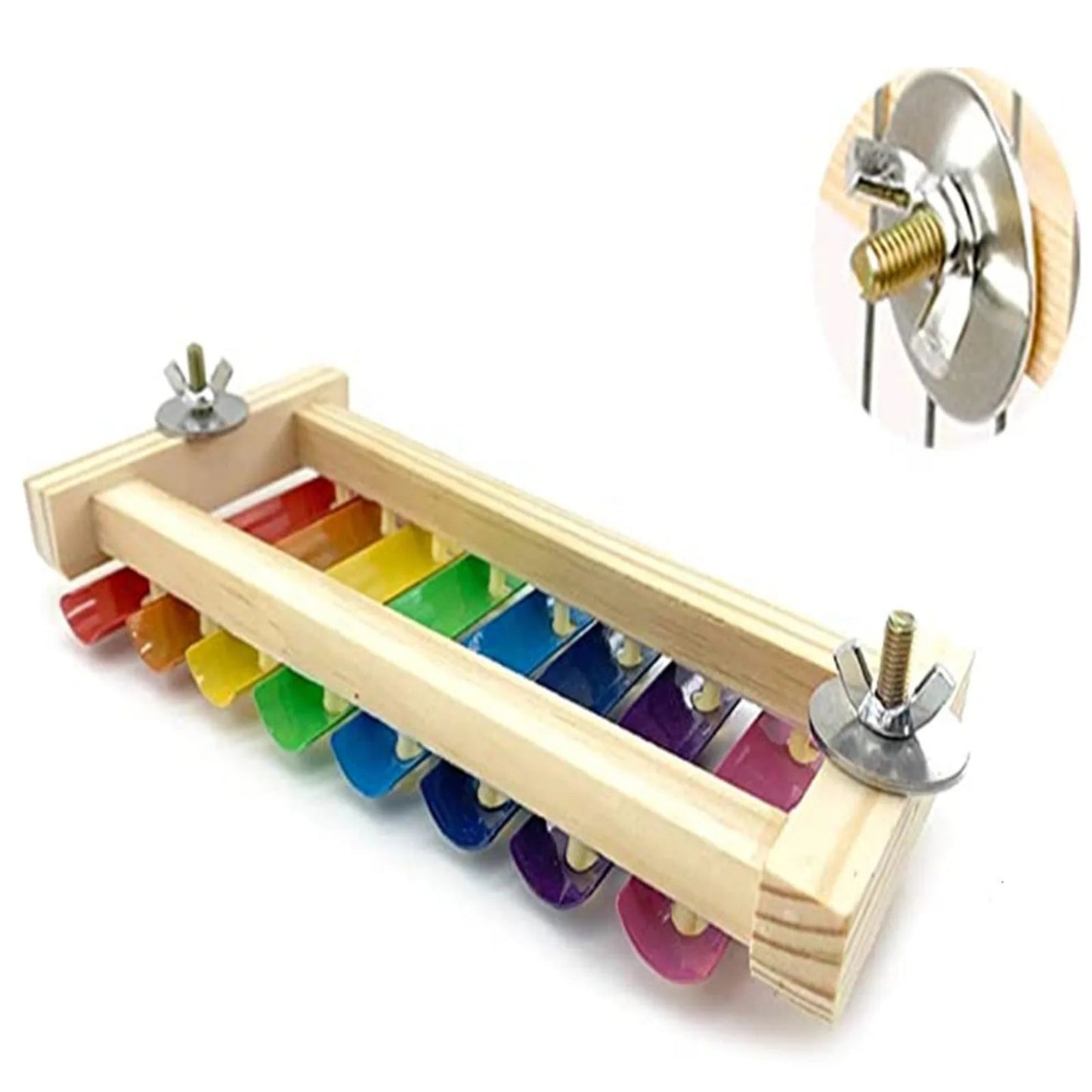 Wholesale Bulk Bird Chicken Xylophone Toy Wooden Suspensible Bird Cage Accessories Musical Toy with 8 Keys for Chicken Bird Parrot Macaw Hens - Furbury