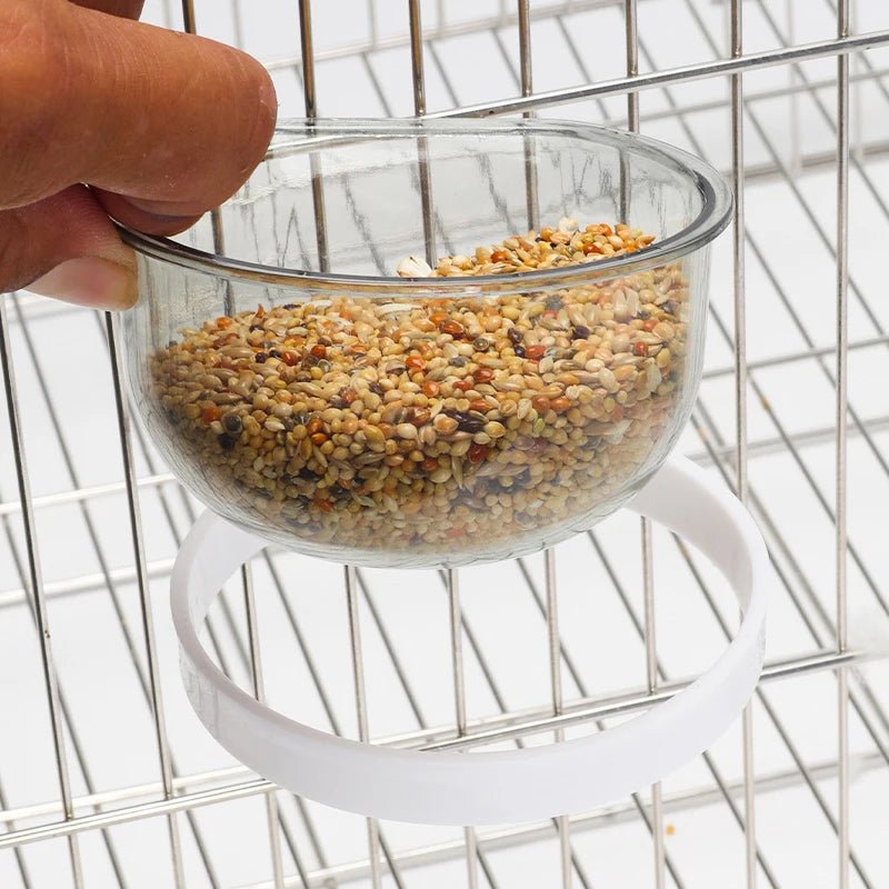 Wholesale Bulk Bird Feeding Bowl Detachable Transparent Bowl Plastic Food Cup For Cage Convenient Hanging Seed Water Feeder for Parrots - Furbury