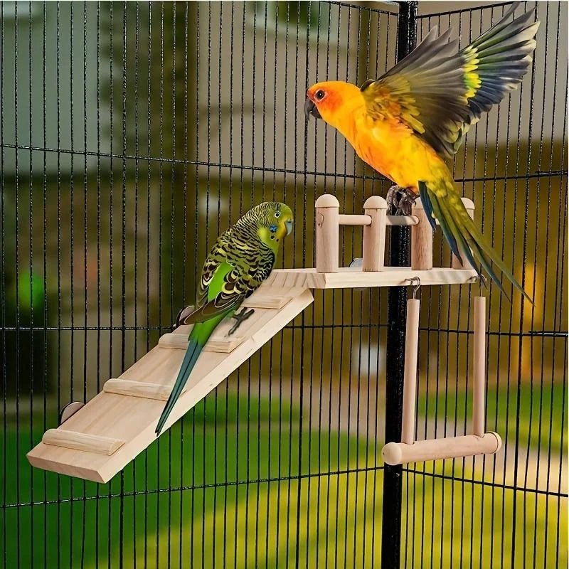 Wholesale Bulk Bird Perches Platform Swing Climbing Ladder Parrot Cage Accessories Wooden Playing Gyms Exercise Stands Parrot Cage Toys Sets - Furbury