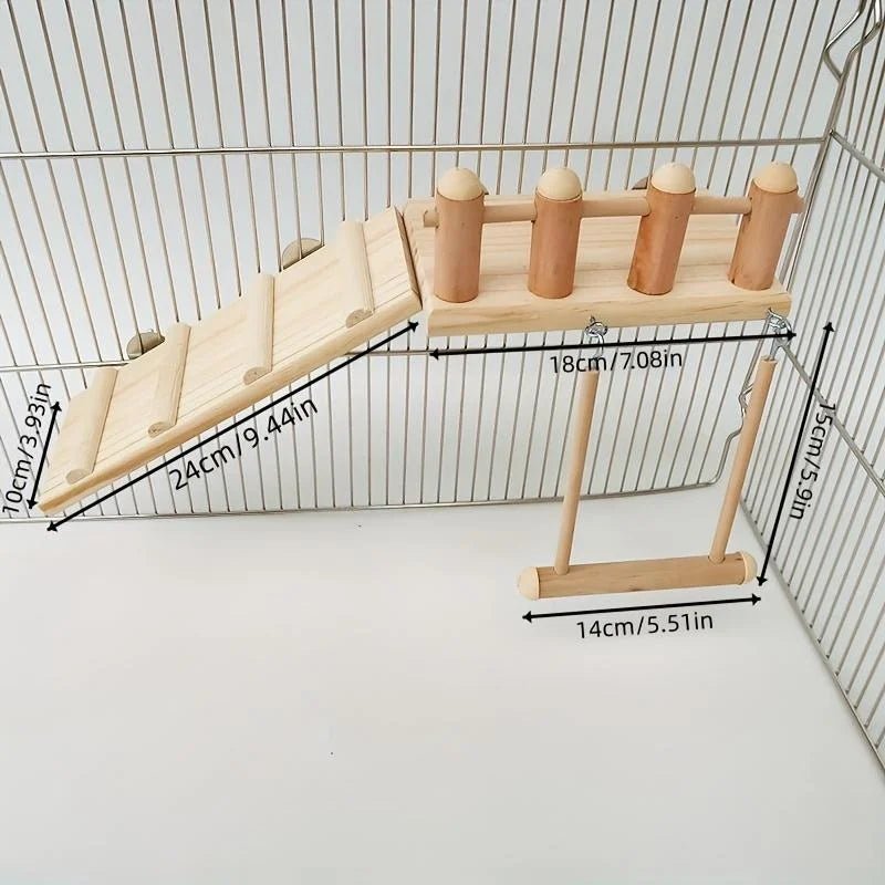 Wholesale Bulk Bird Perches Platform Swing Climbing Ladder Parrot Cage Accessories Wooden Playing Gyms Exercise Stands Parrot Cage Toys Sets - Furbury