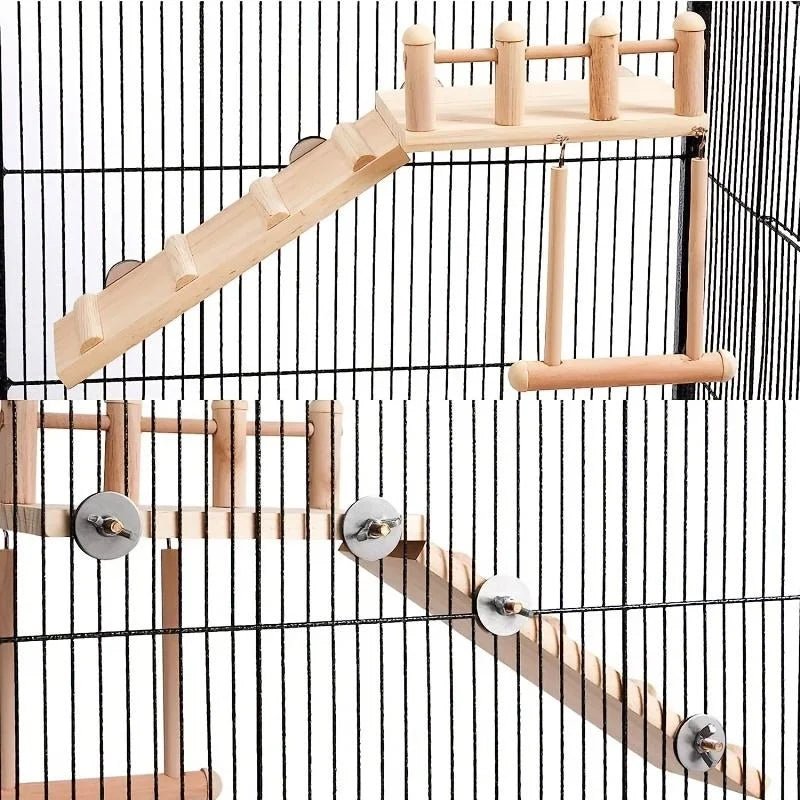 Wholesale Bulk Bird Perches Platform Swing Climbing Ladder Parrot Cage Accessories Wooden Playing Gyms Exercise Stands Parrot Cage Toys Sets - Furbury