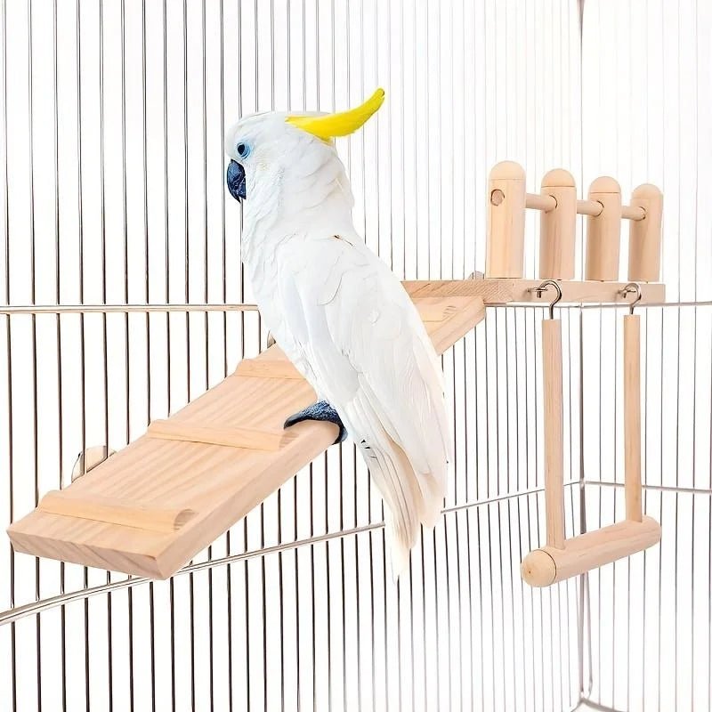 Wholesale Bulk Bird Perches Platform Swing Climbing Ladder Parrot Cage Accessories Wooden Playing Gyms Exercise Stands Parrot Cage Toys Sets - Furbury