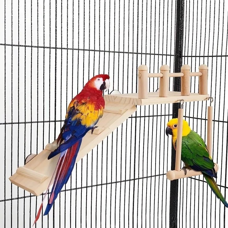 Wholesale Bulk Bird Perches Platform Swing Climbing Ladder Parrot Cage Accessories Wooden Playing Gyms Exercise Stands Parrot Cage Toys Sets - Furbury