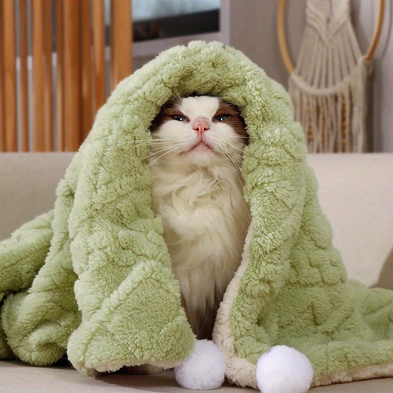 Wholesale Bulk Cat pet blanket warm flannel green cat dog blanket small blanket daily warmth comfortable sleeping pad cover blanket - Furbury