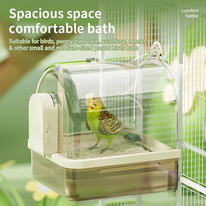 Wholesale Bulk Clear Hanging Bird Bath Automatic Water Circulation Bath Shower For Bird Easy to clean Space Saving Design Bird Cage Accessory - Furbury