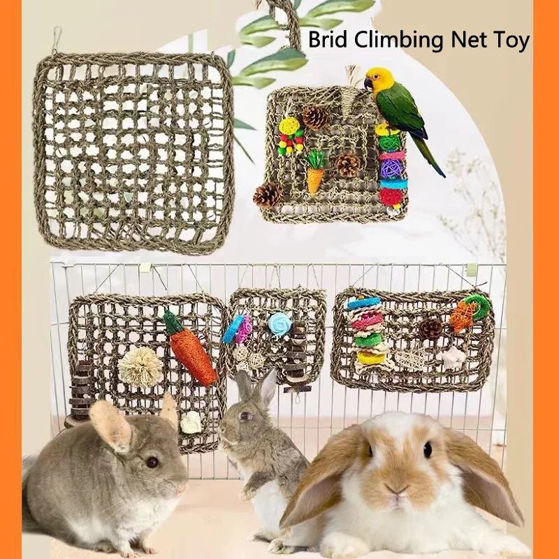 Wholesale Bulk Durable Parrot Birds Climbing Net Hand Woven Water Grass Net Parakeet Swing Play Rope Ladder Chew Toy Bird Cage Accessories Hot - Furbury
