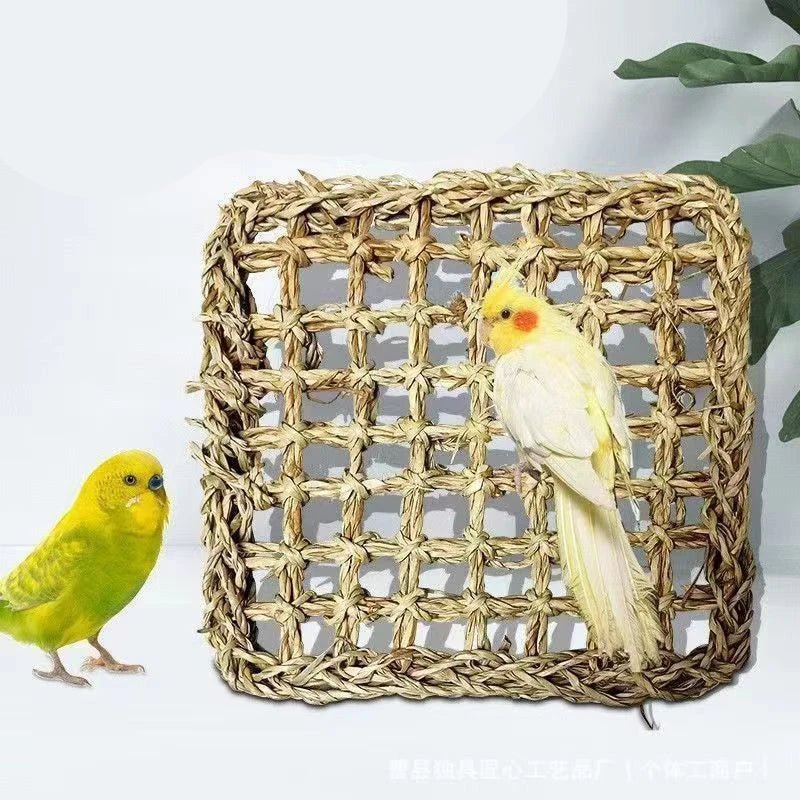 Wholesale Bulk Durable Parrot Birds Climbing Net Hand Woven Water Grass Net Parakeet Swing Play Rope Ladder Chew Toy Bird Cage Accessories Hot - Furbury