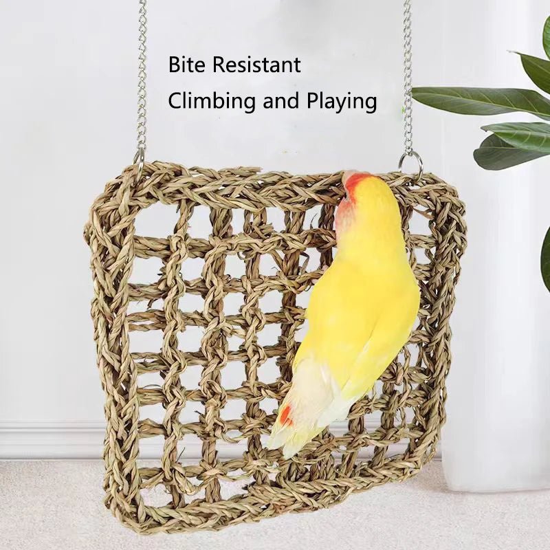Wholesale Bulk Durable Parrot Birds Climbing Net Hand Woven Water Grass Net Parakeet Swing Play Rope Ladder Chew Toy Bird Cage Accessories Hot - Furbury