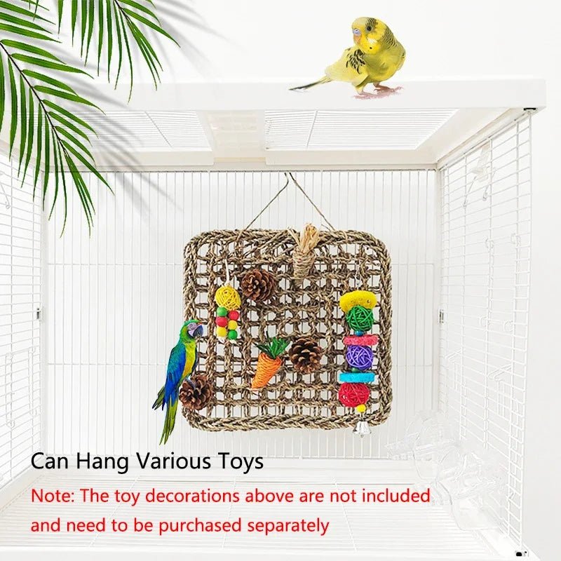 Wholesale Bulk Durable Parrot Birds Climbing Net Hand Woven Water Grass Net Parakeet Swing Play Rope Ladder Chew Toy Bird Cage Accessories Hot - Furbury