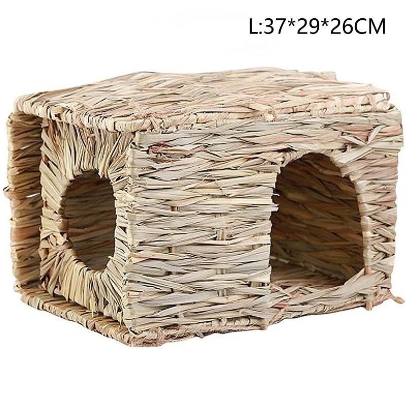 Wholesale Bulk Foldable Woven Rabbit Cages Pets Hamster Guinea Pig Bunny Grass Chew Toy Mat House Bed Nests for Small Animal Rabbit Accessories - Furbury