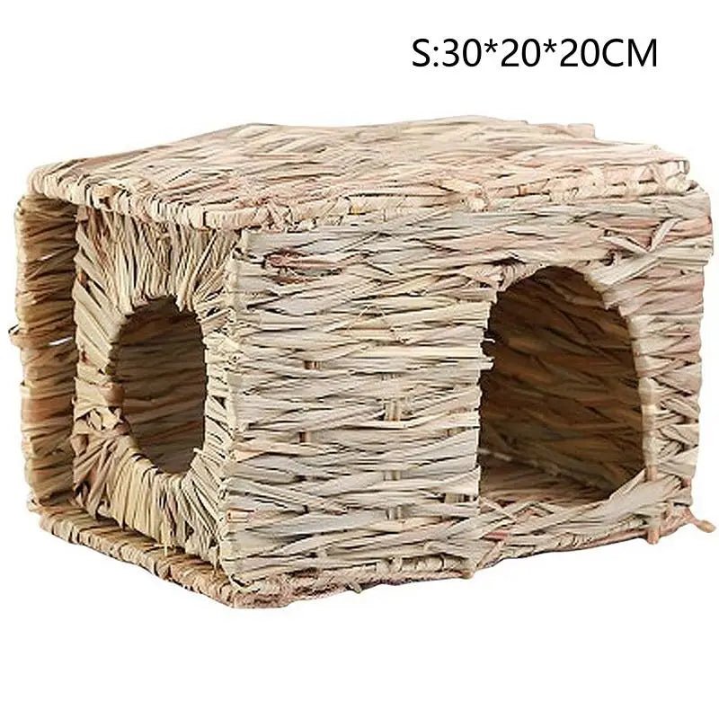 Wholesale Bulk Foldable Woven Rabbit Cages Pets Hamster Guinea Pig Bunny Grass Chew Toy Mat House Bed Nests for Small Animal Rabbit Accessories - Furbury