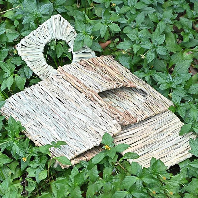 Wholesale Bulk Foldable Woven Rabbit Cages Pets Hamster Guinea Pig Bunny Grass Chew Toy Mat House Bed Nests for Small Animal Rabbit Accessories - Furbury