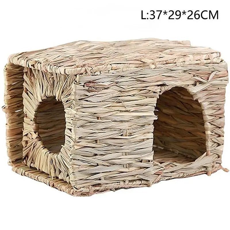 Wholesale Bulk Foldable Woven Rabbit Cages Pets Hamster Guinea Pig Bunny Grass Chew Toy Mat House Bed Nests for Small Animal Rabbit Accessories - Furbury
