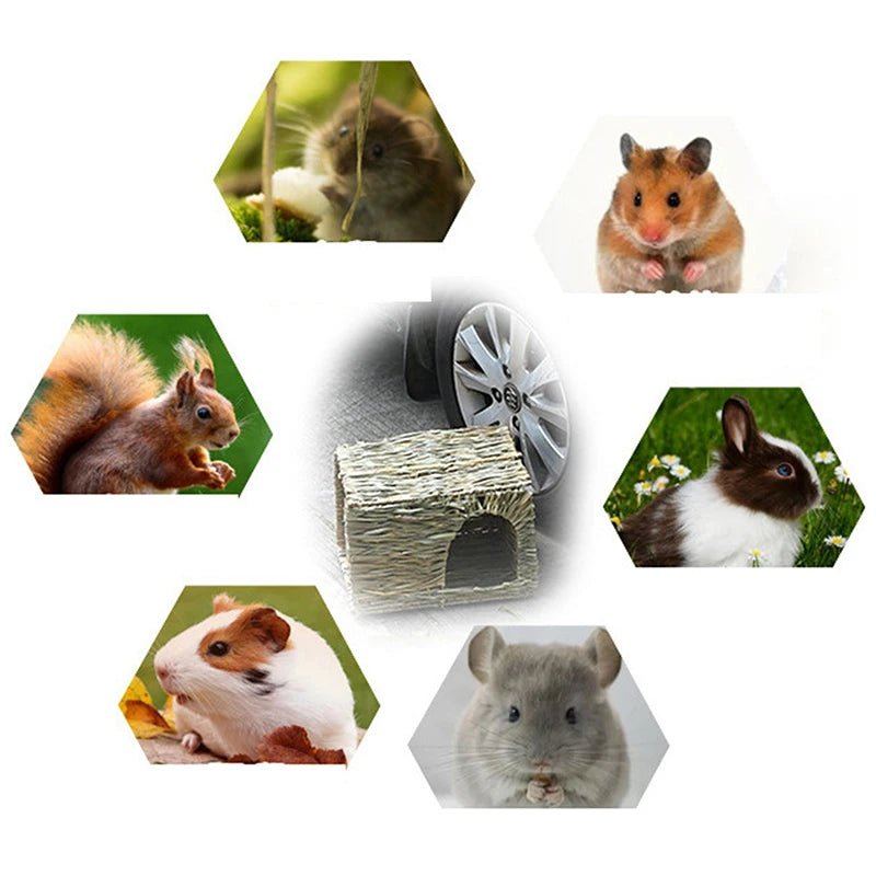 Wholesale Bulk Foldable Woven Rabbit Cages Pets Hamster Guinea Pig Bunny Grass Chew Toy Mat House Bed Nests for Small Animal Rabbit Accessories - Furbury