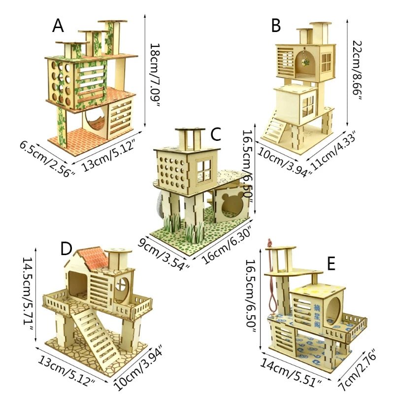 Wholesale Bulk Hamster Wooden Villa House Climbing Toy Hideout Nesting Habitat for Chinchillas Guinea Pigs Small Animals 5 Styles Dropshipping - Furbury