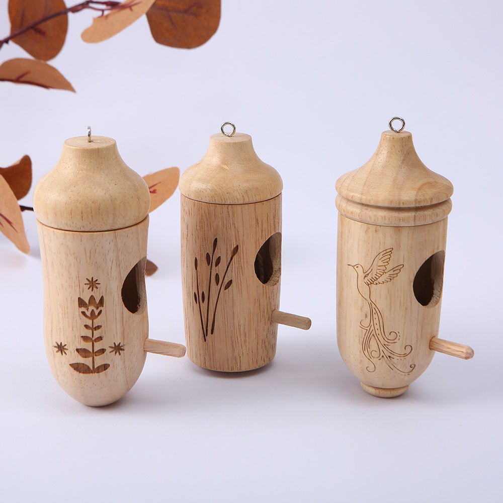 Wholesale Bulk Handmade Wooden Hummingbird House Chalet Hanging Mini Bird Nests Cage for Beautiful Outdoor Patio Garden Decoration Pet Bedroom - Furbury