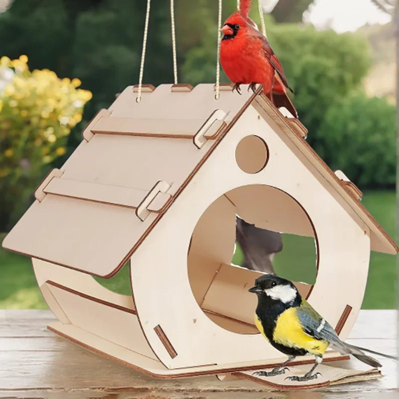 Wholesale Bulk Hanging wooden bird feeders Aviary DIY assembled outdoor garden decorative feeders Birdcage Birdhouse - Furbury
