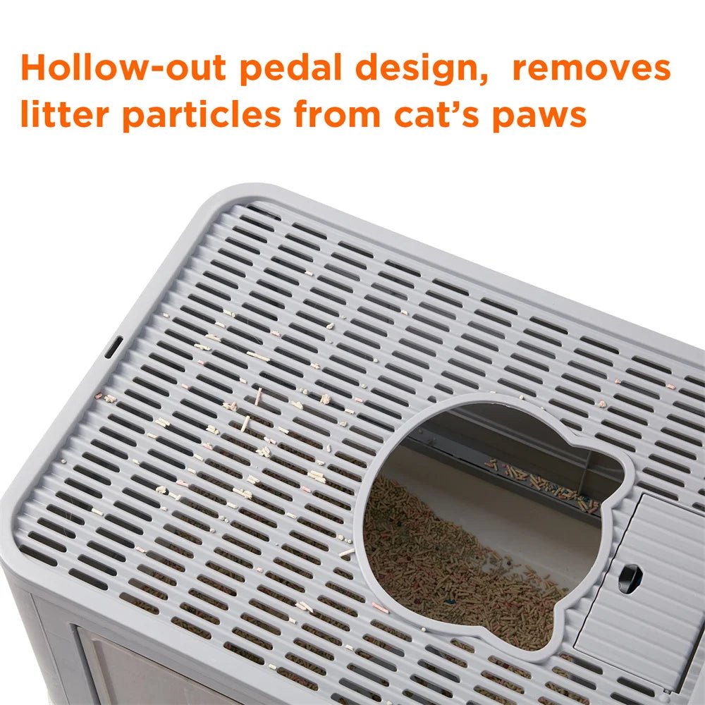 Wholesale Bulk Large Hooded Cat Litter Box Tray Drawer Type Pet Kitty Toilet Top Entry Anti - Splashing Enclosed Potty with Hair Grooming Scoop - Furbury