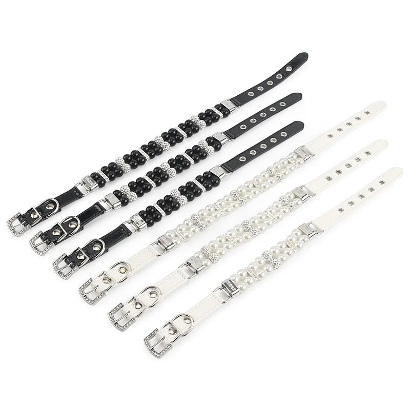 Wholesale Bulk Pearl Pet Collar Artificial Pearls Rhinestone Dog Collar For Cat Necklace Wedding Party Pink Blue Green - Furbury