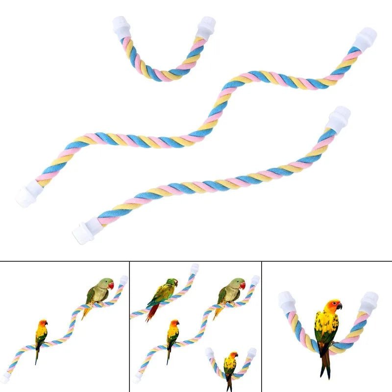 Wholesale Bulk Pet Bird Bite Toys Parrot Color Cotton Rope Toys Elastic Parrot Climbing Toys Sturdy Bird Swing Harness Cage Pet Toy Swing Stand - Furbury