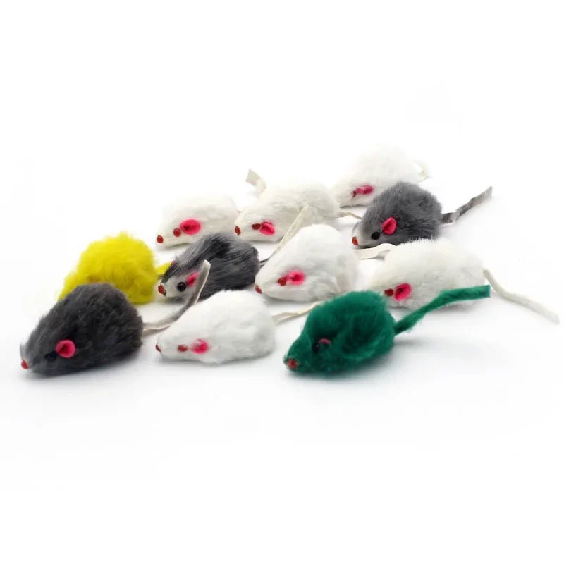 Wholesale Bulk Pet Cat Toys Rabbit Fur False Mouse Feather Rainbow Mouse Toy Funny Playing Toys For Kitten - Furbury