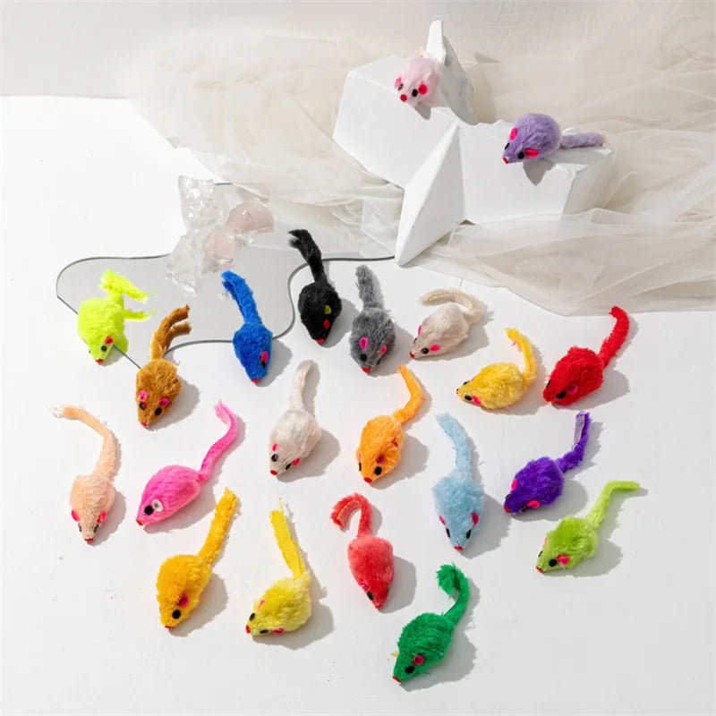 Wholesale Bulk Pet Cat Toys Rabbit Fur False Mouse Feather Rainbow Mouse Toy Funny Playing Toys For Kitten - Furbury