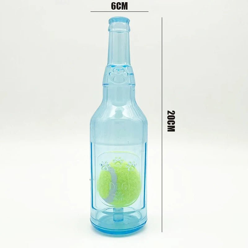 Wholesale Bulk Pet Chew Toy TPR Bite - resistance Beer Bottle with Tennis Ball Toy Puppy Teeth Grinding dog Chewing Squeaky Interactive Toys - Furbury