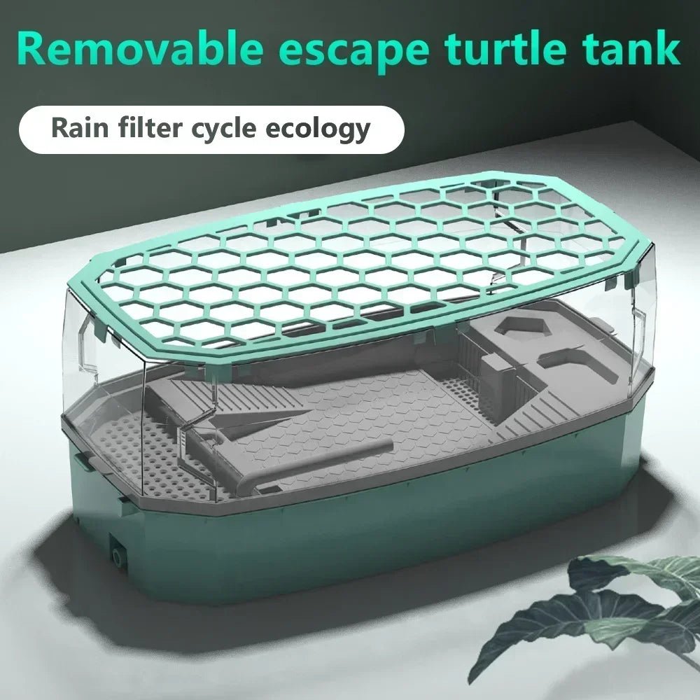 Wholesale Bulk Plastic Transparency Turtle Tank House Turtle Anti - Escape Cage Reptiles Habitat with Areas To Breed Feed Swim Basking Platform - Furbury