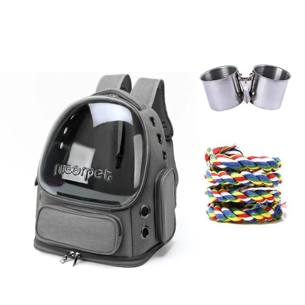 Wholesale Bulk Portable Bird Cage Parrot Backpack Carrier Travel with Perch Cups Clear Window for Birds Cockatiel for Vetting Camping Hiking - Furbury